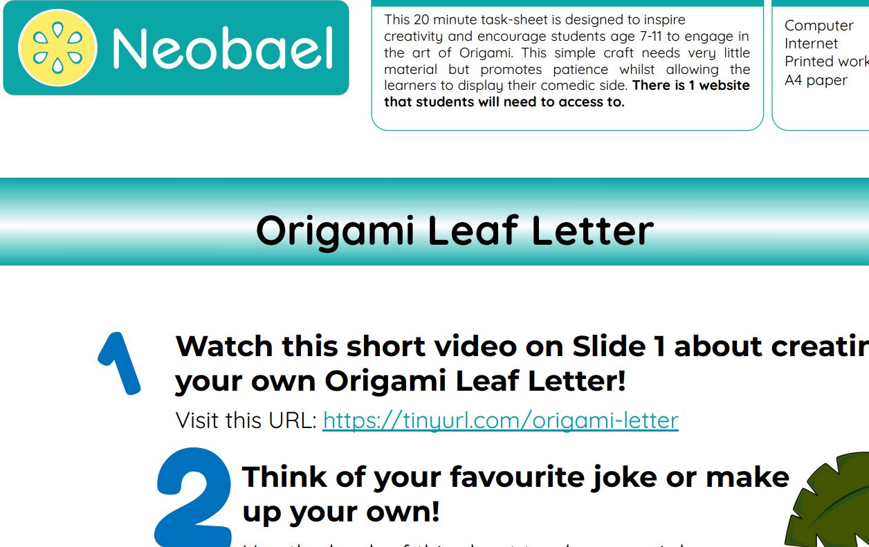 Origami Leaf Letter