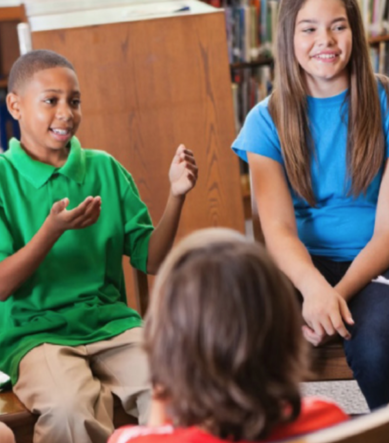 students talking