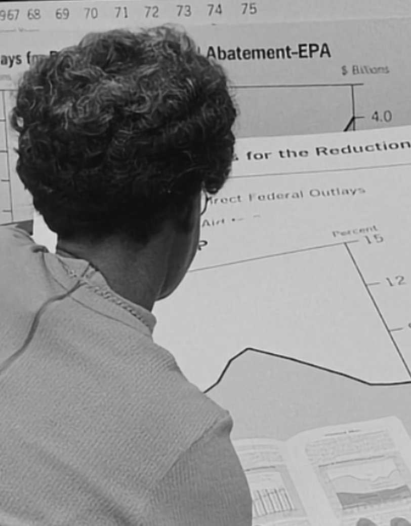 woman looking at graph