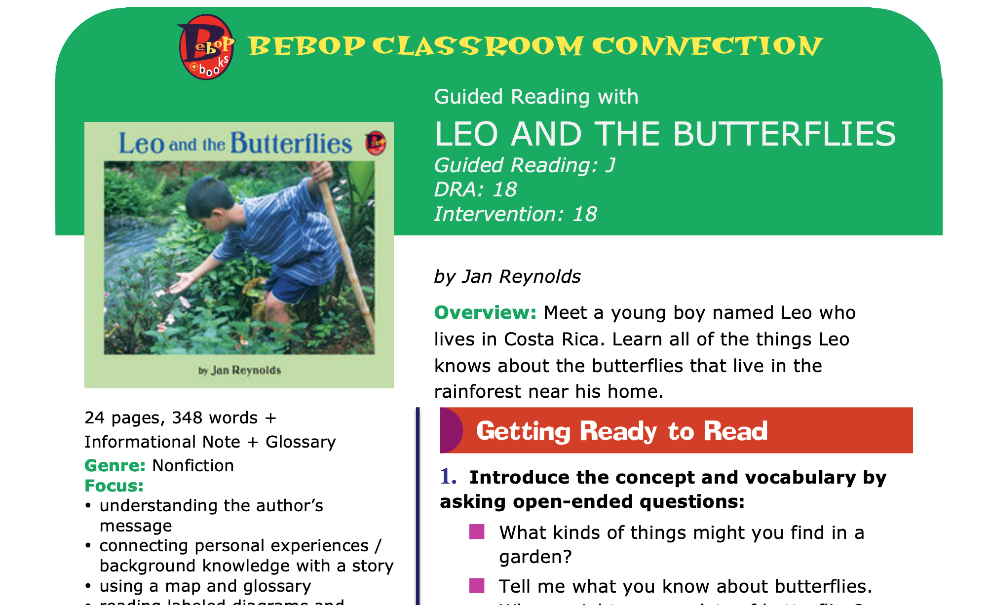 Leo and the Butterflies - Guided Reading Lesson