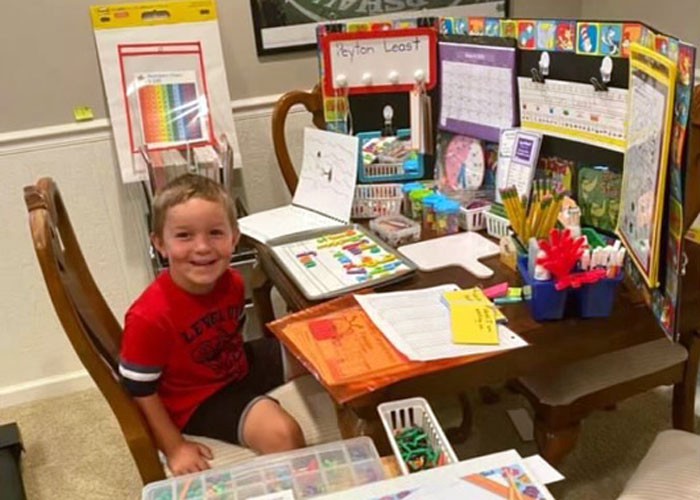 Finley’s grandson, Peyton, during a virtual lesson.