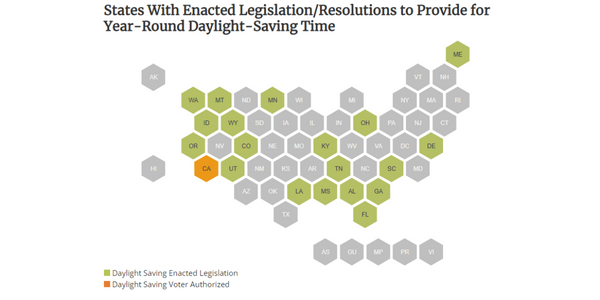 states with enacted legislation for daylight saving time