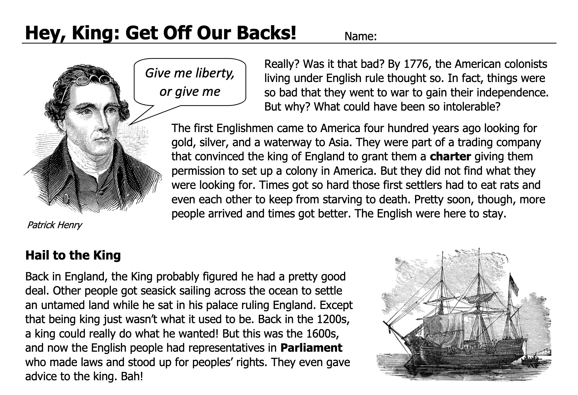 Hey, King: Get off our Backs!