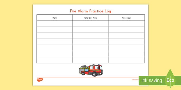 Fire Drill Practice Log