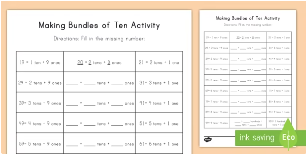 Making Bundles of Tens Activity