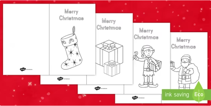 Merry Christmas Coloring Cards