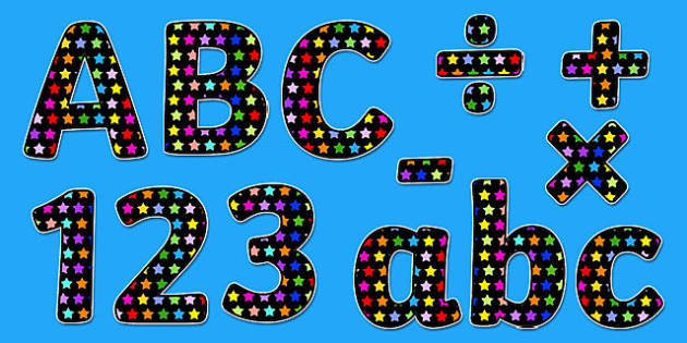 Multicolored Stars Bulletin Board Letters and Numbers Pack