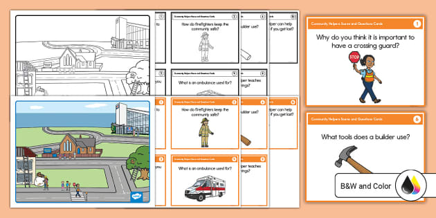 Community Helpers Scene and Question Cards