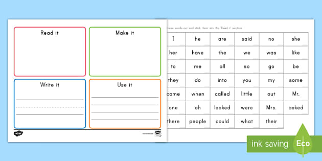 Read It, Make It, Write It, Use It Sight Words Activity