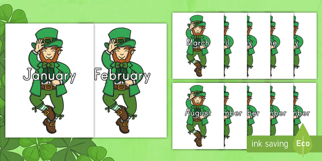 St. Patrick's Day Months of the Year on Leprechauns Posters