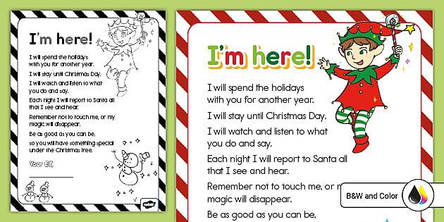 Printable Elf Arrival Letter