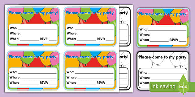 Birthday Party Invitation Cards