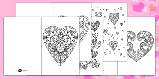 Hearts Mindfulness Coloring Cards