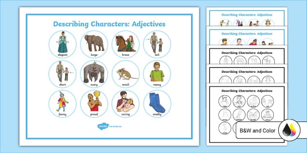 Describing Characters: Adjectives Word Mats