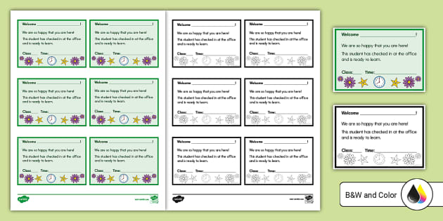 We're So Glad You're Here! Tardy Slip