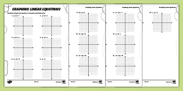 Graphing Linear Equations Worksheet