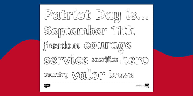 Patriot Day Word Cloud Coloring Sheet