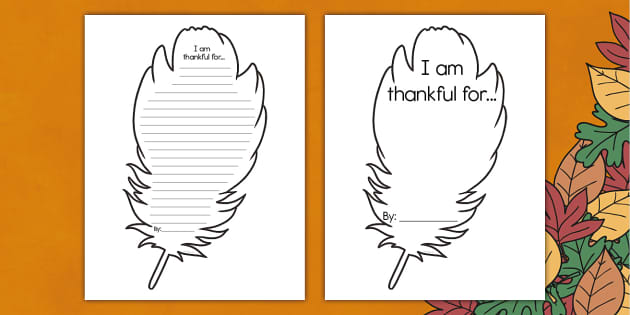Giving Thanks Turkey Feather Writing Template