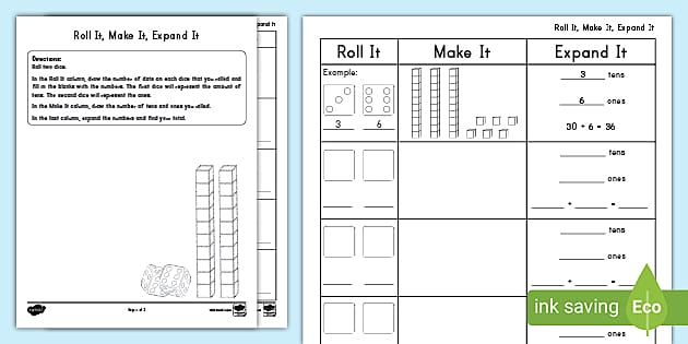 Place Value: Roll It, Make It, Expand It Activity