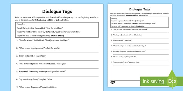 Dialogue Tags Activity