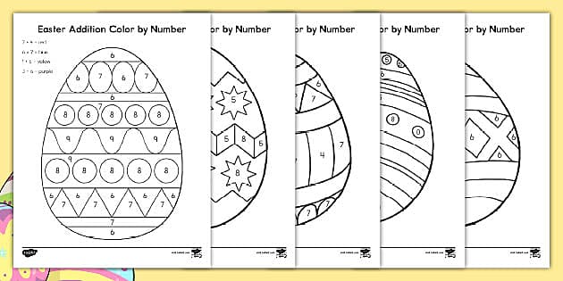 Easter Addition Color by Number