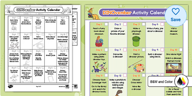 DINOvember Activity Calendar