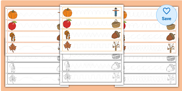 Fall Fine Motor Skills Tracing Cards: Lines