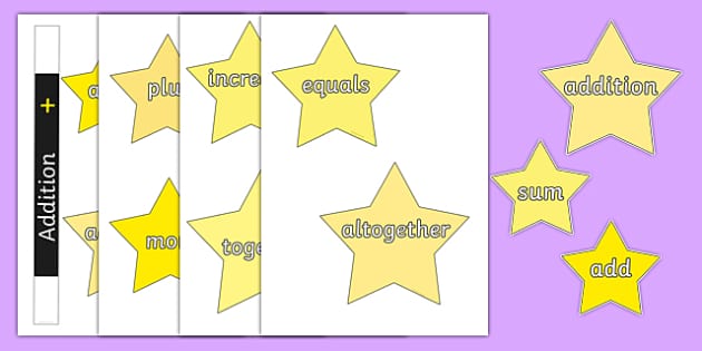 Addition Vocabulary Cut-Outs