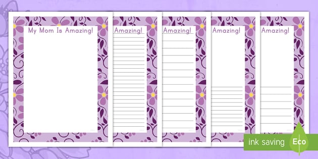 Blank and Lined Journal Writing Pages - My Mom Is Amazing Prompt