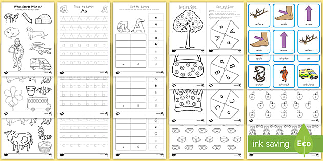A-Z Alphabet Letters Worksheet and Activity Pack