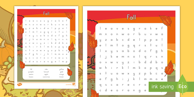 Fall Word Search