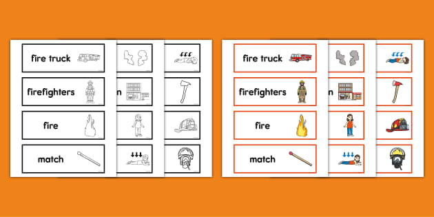 Fire Safety Word Cards