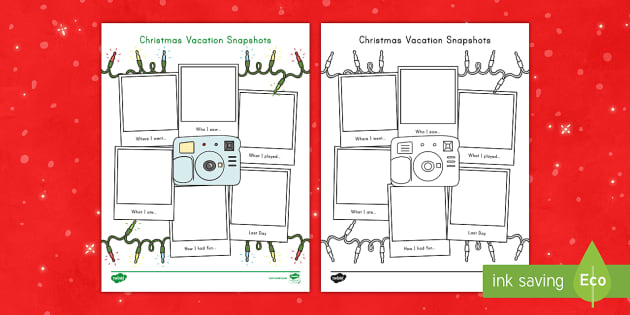 Christmas Vacation Snapshots Writing Template