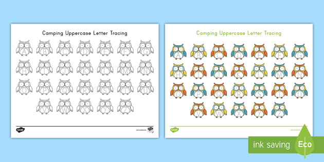 Camping Uppercase Letter Tracing Activity