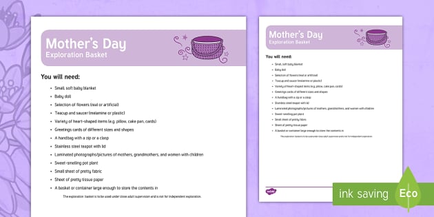 Mother's Day Exploration Basket Ideas