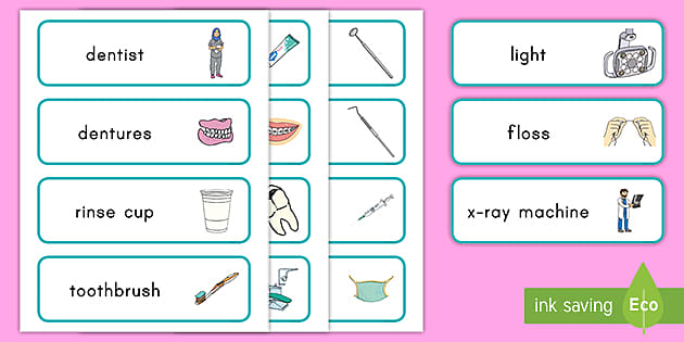 Dentist Dramatic Play Word Cards