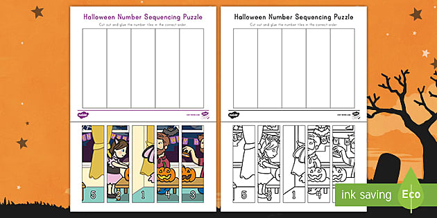 Halloween 1-5 Number Sequencing Puzzles