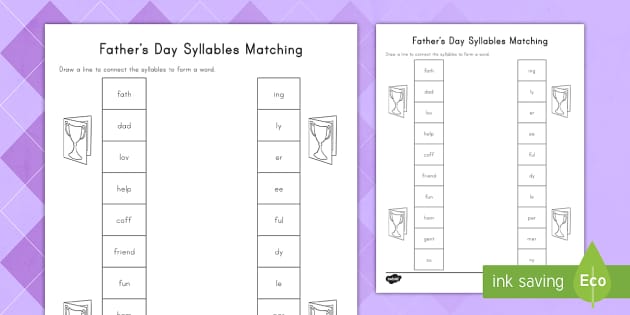 Father's Day Syllables Matching Activity