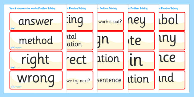 Problem Solving Vocabulary Cards 