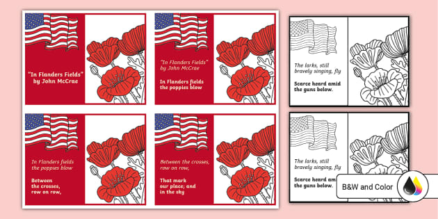 Sixth Grade Memorial Day Flash Poem Cards