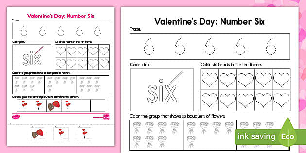 Valentine's Day Number Six Activity