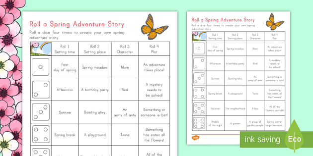 Roll a Spring Adventure Story Activity