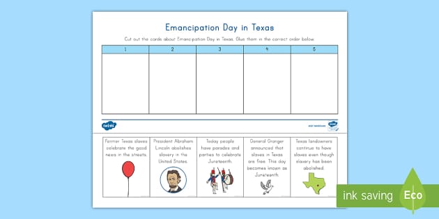 Texas Emancipation Day Sequencing Activity