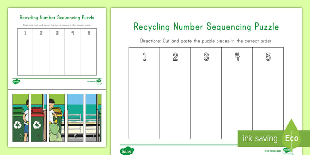Recycling 1-5 Number Sequencing Puzzle