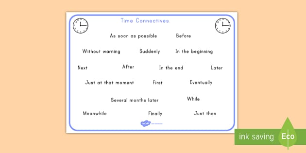 Time Conjunctions Word Mat