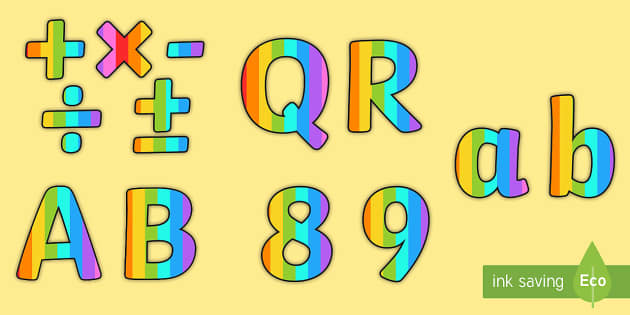 Multicolored Stripes Bulletin Board Letters and Numbers Pack