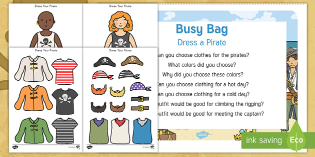 Dress a Pirate Busy Bag Prompt Card Resource Pack