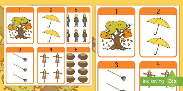 Fall Number Flash Cards