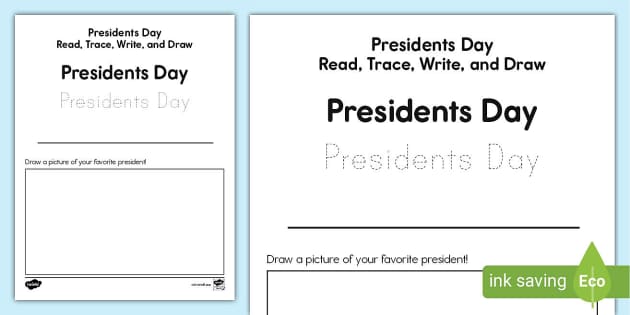 Presidents' Day Read, Trace, Write, and Draw Activity