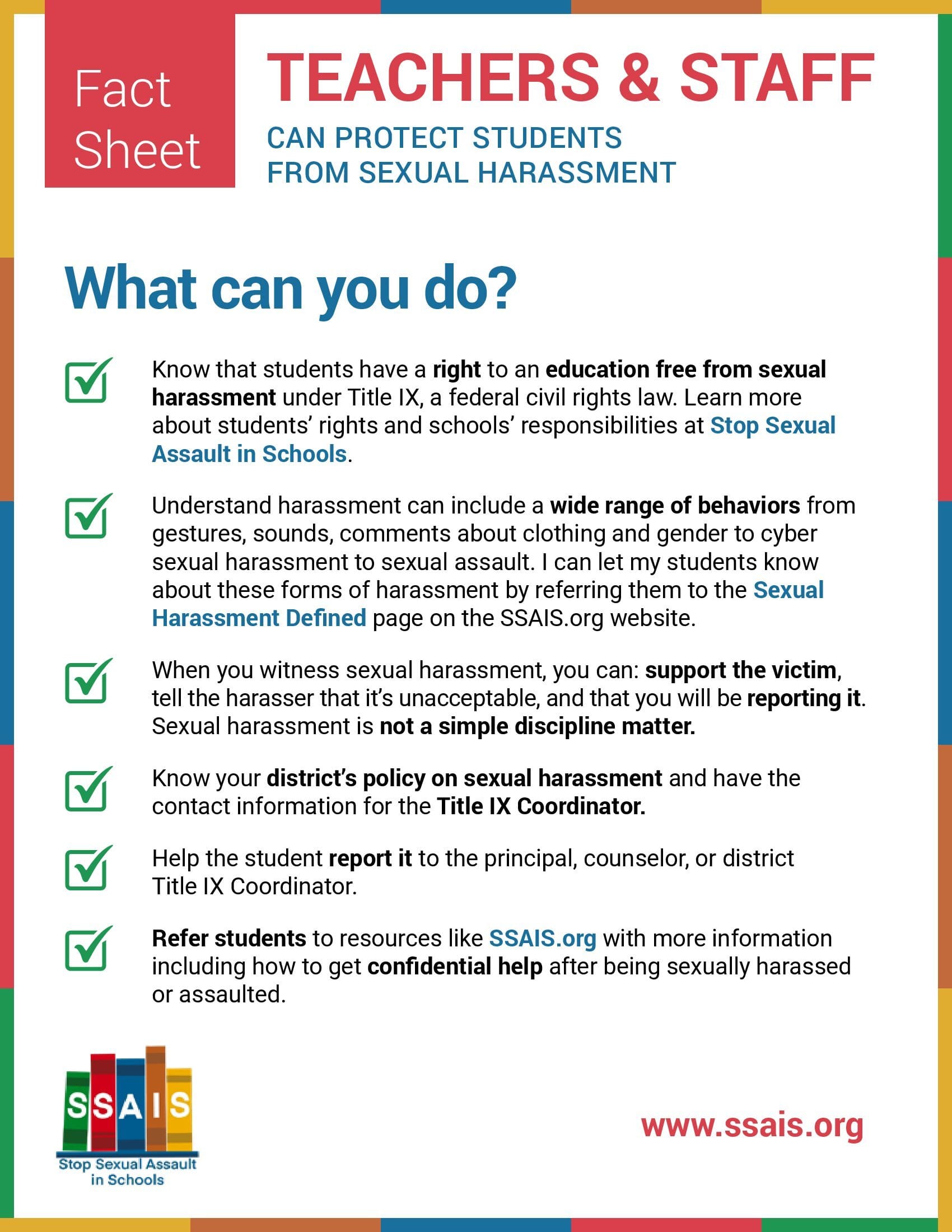 Teachers & staff can protect students from sexual harassment
